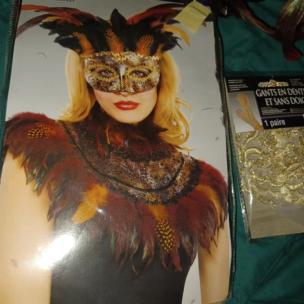 Mask, collar, and gloves.